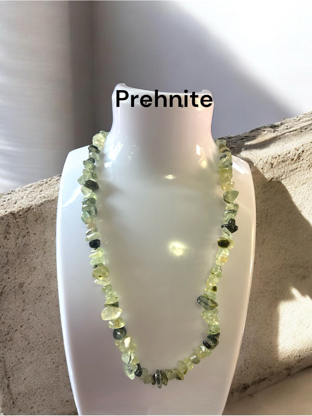 Prehnite Chip Necklace - Light Green Prehnite Jewelry Healing Stone